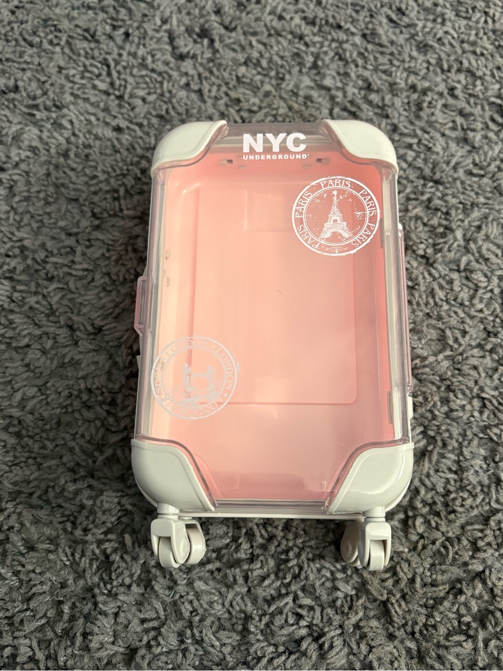 NWOT NYC Underground Paris Mini Suitcase for skincare products